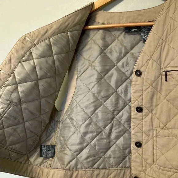 Liz Clairborne Lizwear beige tan cotton  quilted saharian vest jacket - Picture 8 of 8